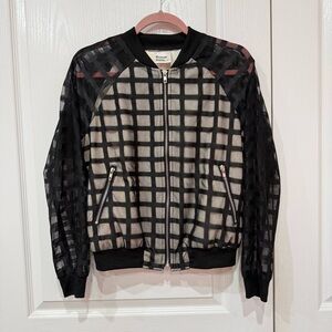 LF Dream State Black Windowpane Grid Bomber Jacket